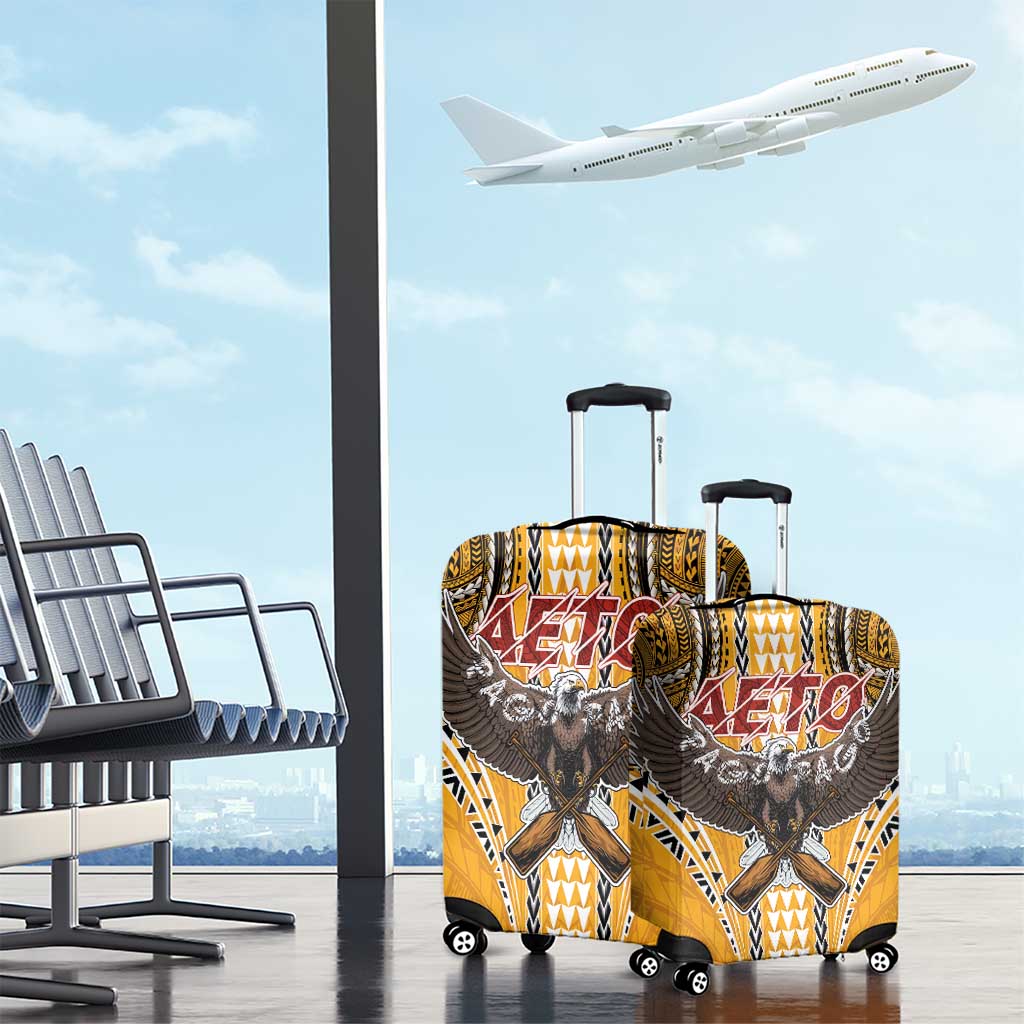 Samoa Pago Pago Aeto Luggage Cover Bald Eagle with Polynesian Art Tattoos - Polynesian Pride