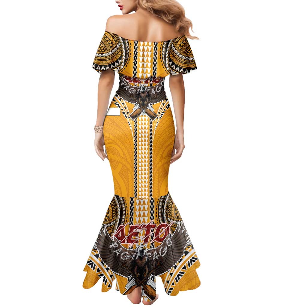 Samoa Pago Pago Aeto Mermaid Dress Bald Eagle with Polynesian Art Tattoos - Polynesian Pride