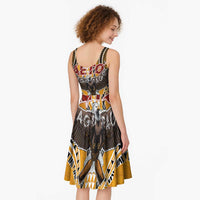 Samoa Pago Pago Aeto Midi Dress Bald Eagle with Polynesian Art Tattoos - Polynesian Pride