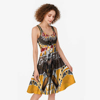 Samoa Pago Pago Aeto Midi Dress Bald Eagle with Polynesian Art Tattoos - Polynesian Pride