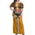 Samoa Pago Pago Aeto Off Shoulder Maxi Dress Bald Eagle with Polynesian Art Tattoos - Polynesian Pride