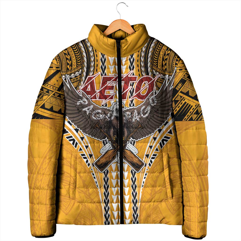 Samoa Pago Pago Aeto Padded Jacket Bald Eagle with Polynesian Art Tattoos - Polynesian Pride