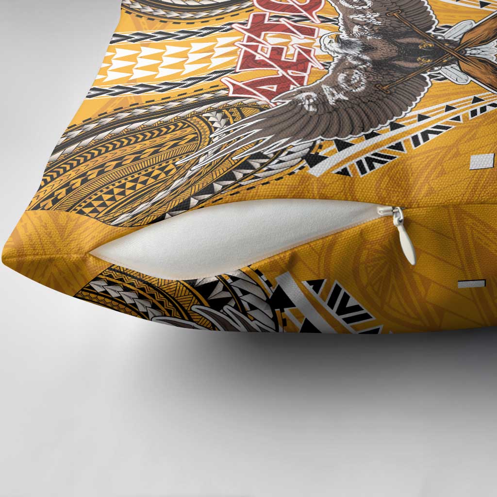 Samoa Pago Pago Aeto Pillow Cover Bald Eagle with Polynesian Art Tattoos - Polynesian Pride