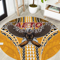 Samoa Pago Pago Aeto Round Carpet Bald Eagle with Polynesian Art Tattoos - Polynesian Pride