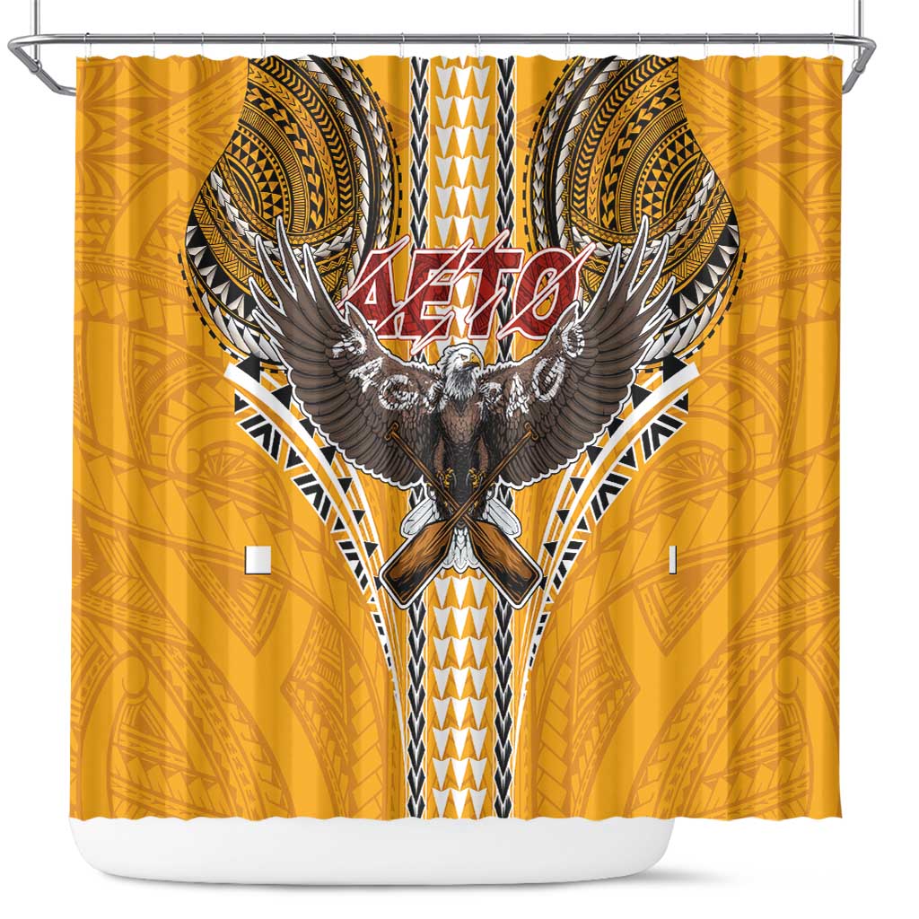 Samoa Pago Pago Aeto Shower Curtain Bald Eagle with Polynesian Art Tattoos - Polynesian Pride