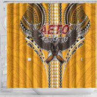 Samoa Pago Pago Aeto Shower Curtain Bald Eagle with Polynesian Art Tattoos - Polynesian Pride