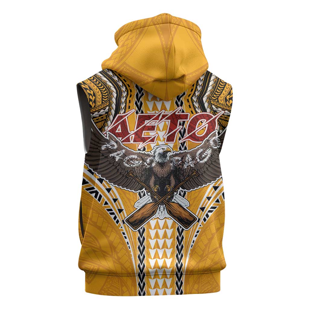 American Samoa Pago Pago Aeto Sleeveless Zip Hoodie Bald Eagle with Polynesian Art Tattoos LT03