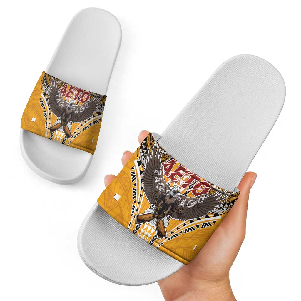 Samoa Pago Pago Aeto Slide Sandals Bald Eagle with Polynesian Art Tattoos - Polynesian Pride