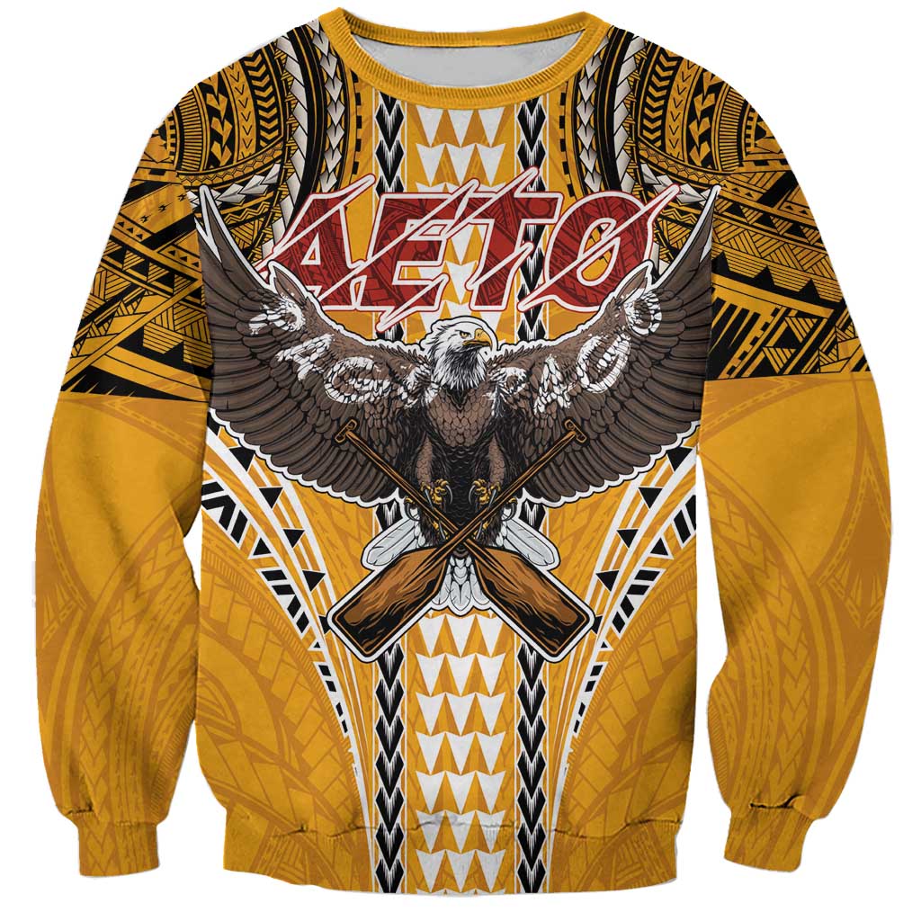 Samoa Pago Pago Aeto Sweatshirt Bald Eagle with Polynesian Art Tattoos - Polynesian Pride