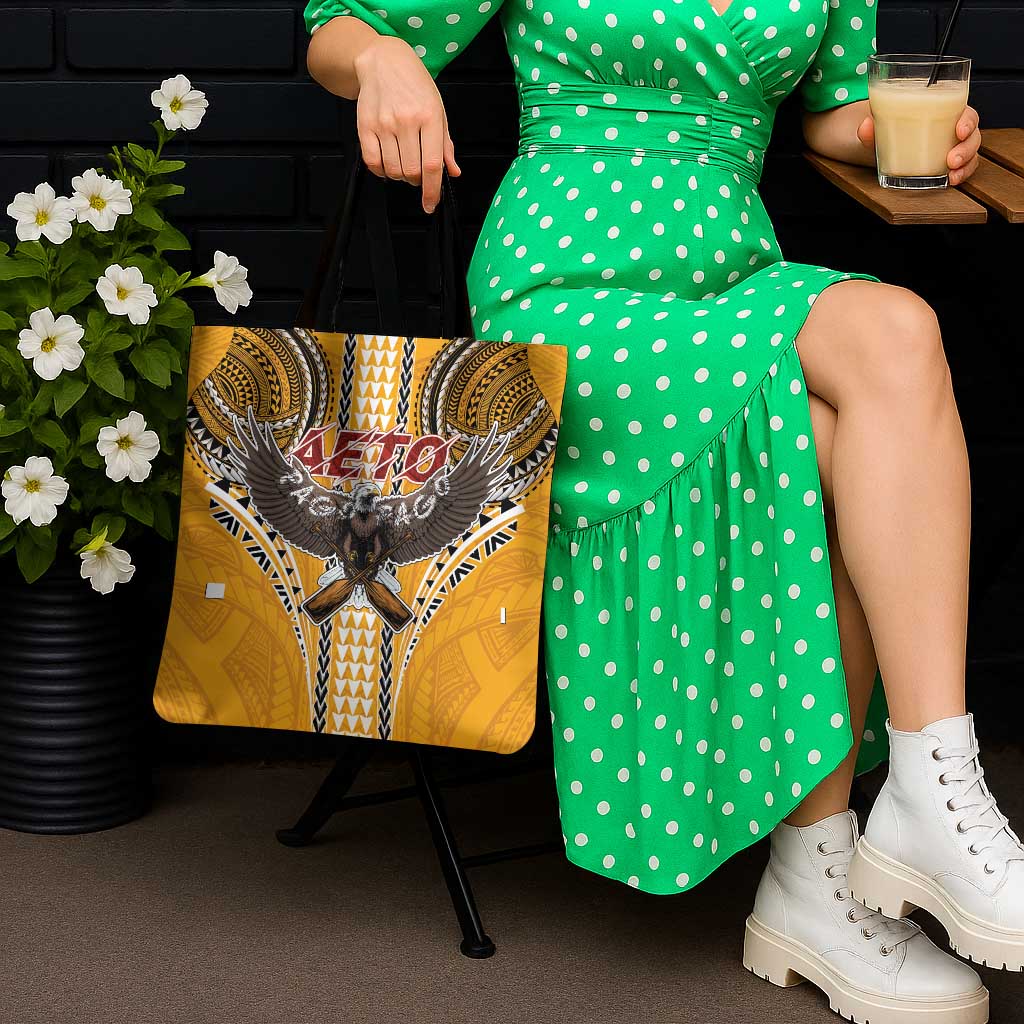 Samoa Pago Pago Aeto Tote Bag Bald Eagle with Polynesian Art Tattoos - Polynesian Pride