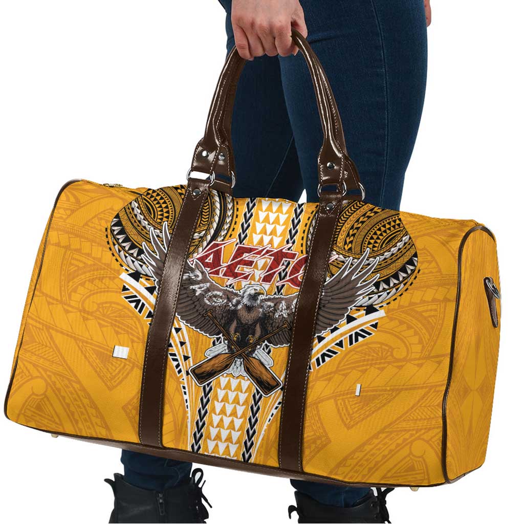 Samoa Pago Pago Aeto Travel Bag Bald Eagle with Polynesian Art Tattoos - Polynesian Pride
