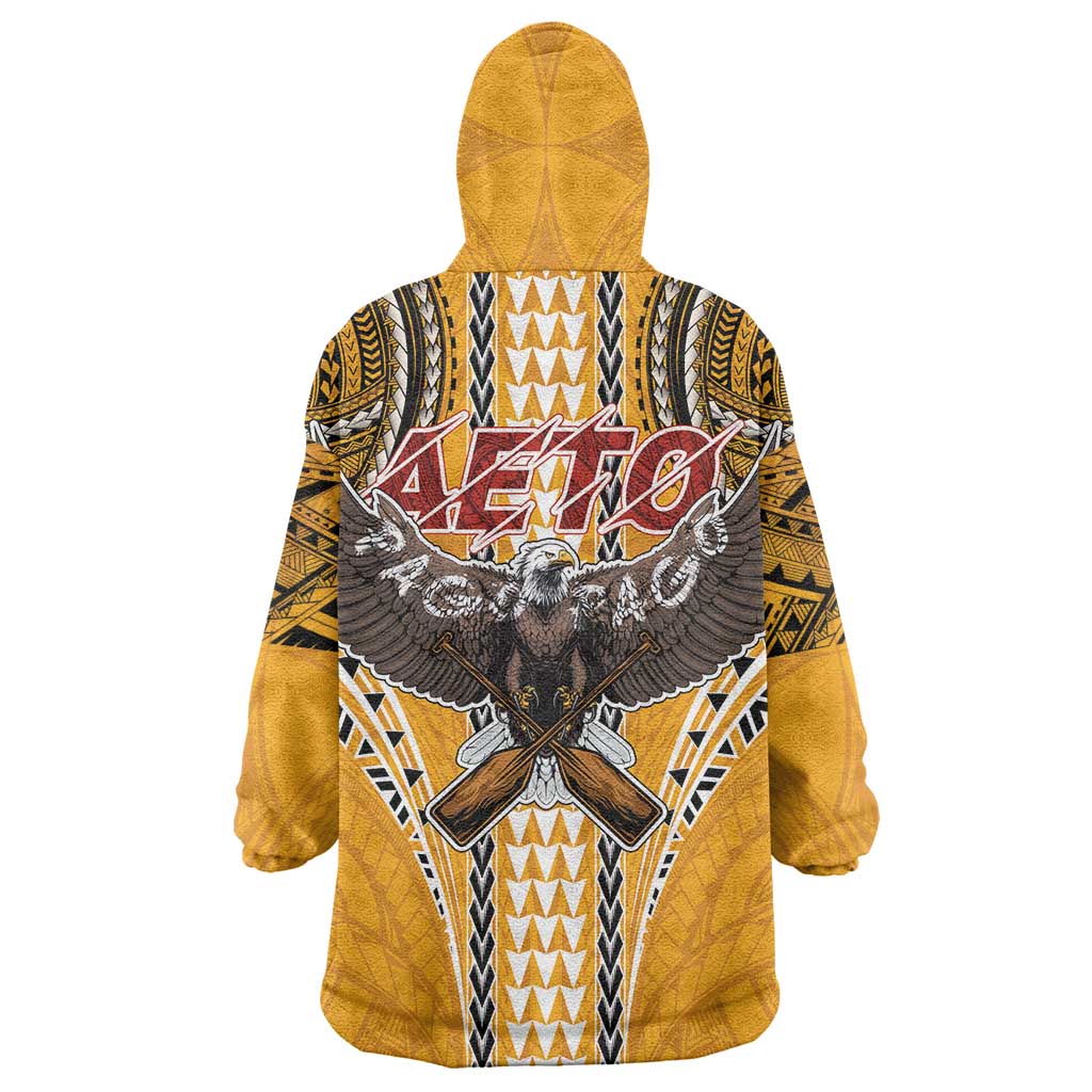 Samoa Pago Pago Aeto Wearable Blanket Hoodie Bald Eagle with Polynesian Art Tattoos - Polynesian Pride