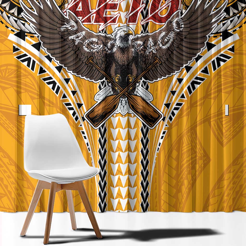 Samoa Pago Pago Aeto Window Curtain Bald Eagle with Polynesian Art Tattoos - Polynesian Pride