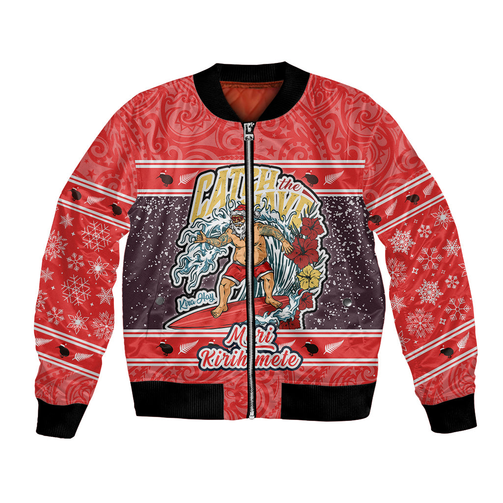 new-zealand-christmas-bomber-jacket-santa-catch-the-wave-maori-pattern-retro-style