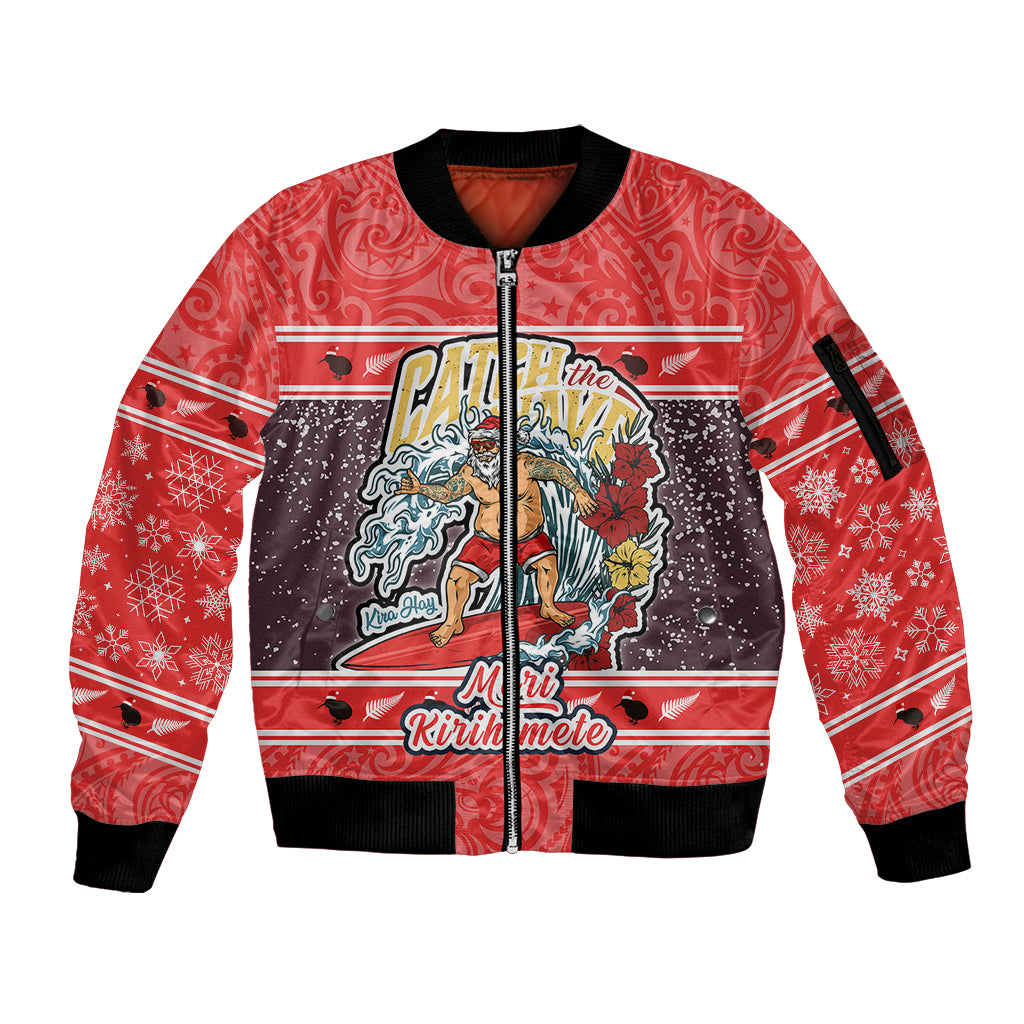new-zealand-christmas-sleeve-zip-bomber-jacket-santa-catch-the-wave-maori-pattern-retro-style