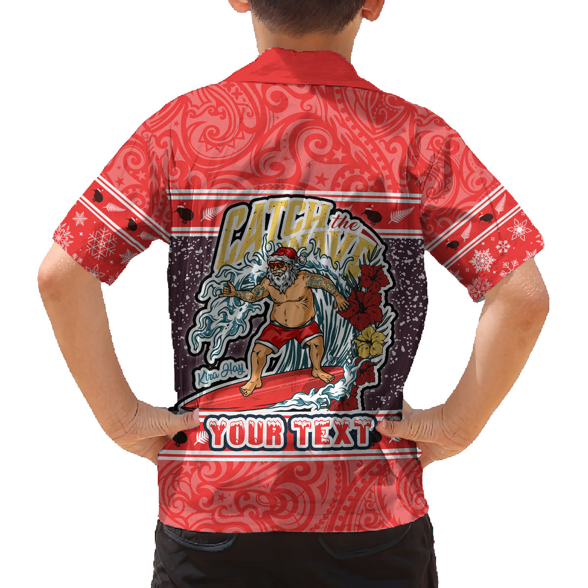 Custom New Zealand Christmas Family Matching Tank Maxi Dress and Hawaiian Shirt Santa Catch The Wave Maori Pattern Retro Style LT03 - Polynesian Pride