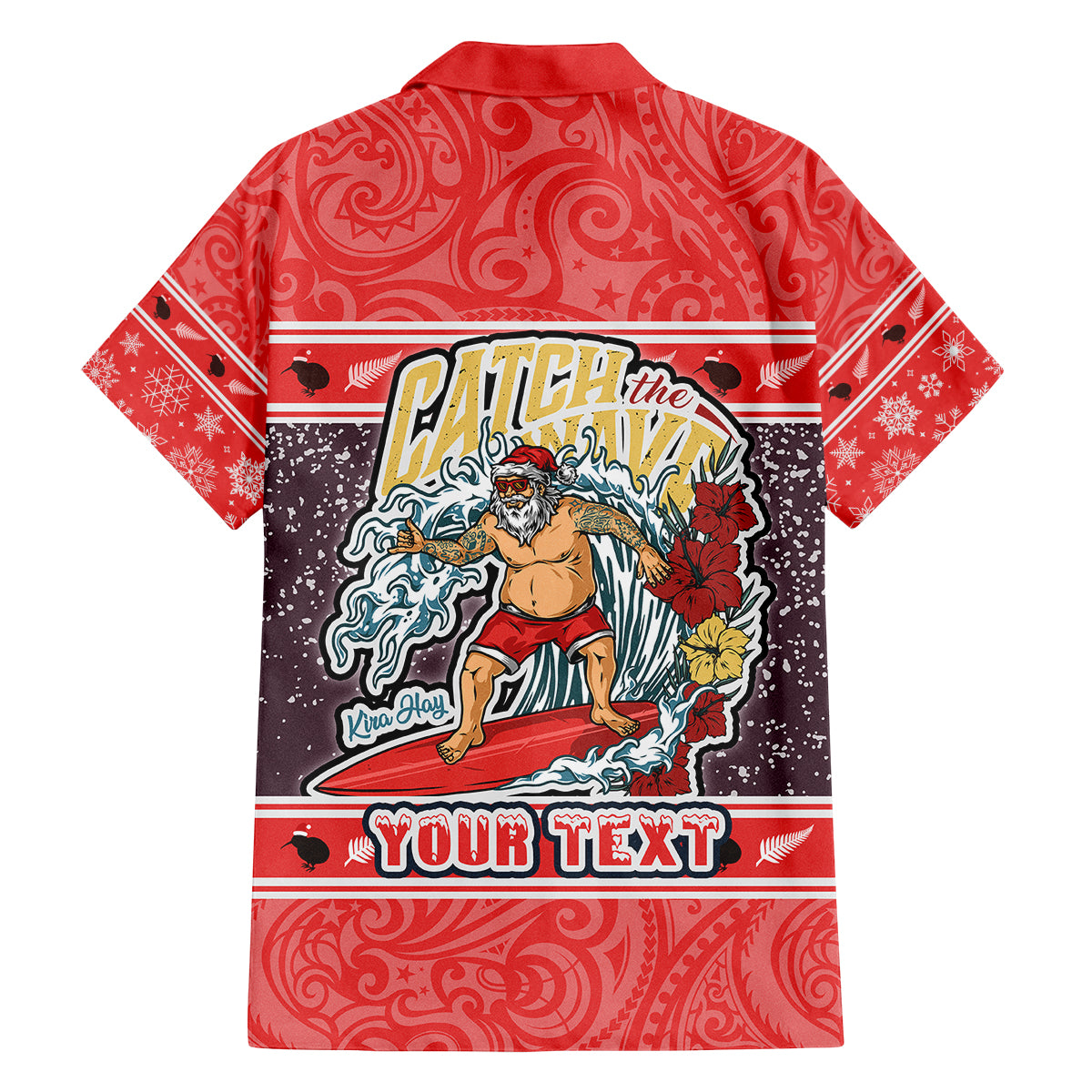 Custom New Zealand Christmas Family Matching Tank Maxi Dress and Hawaiian Shirt Santa Catch The Wave Maori Pattern Retro Style LT03 - Polynesian Pride