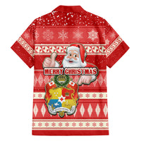Tonga Christmas Family Matching Long Sleeve Bodycon Dress and Hawaiian Shirt The Santa Coat of Arms with Ngatu and Snow Pattern LT03 - Polynesian Pride