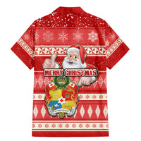 Tonga Christmas Family Matching Mermaid Dress and Hawaiian Shirt The Santa Coat of Arms with Ngatu and Snow Pattern LT03 - Polynesian Pride