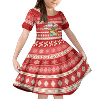 tonga-christmas-kid-short-sleeve-dress-the-santa-coat-of-arms-with-ngatu-and-snow-pattern