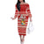 Custom Tonga Christmas Family Matching Off Shoulder Long Sleeve Dress and Hawaiian Shirt The Santa Coat of Arms with Ngatu and Snow Pattern LT03 Mom's Dress Red - Polynesian Pride