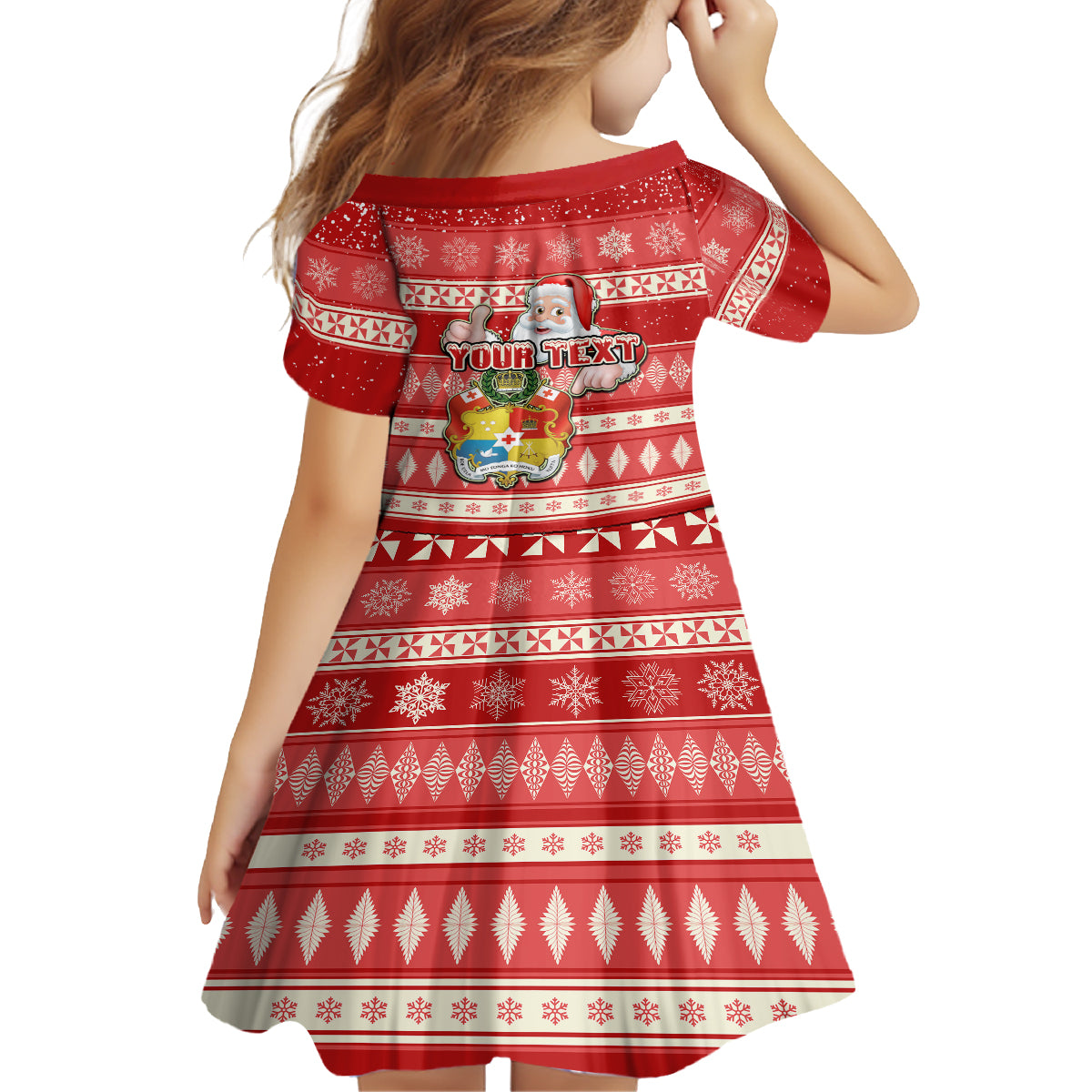 Custom Tonga Christmas Family Matching Off Shoulder Maxi Dress and Hawaiian Shirt The Santa Coat of Arms with Ngatu and Snow Pattern LT03 - Polynesian Pride
