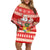 Custom Tonga Christmas Family Matching Off Shoulder Short Dress and Hawaiian Shirt The Santa Coat of Arms with Ngatu and Snow Pattern LT03 Mom's Dress Red - Polynesian Pride