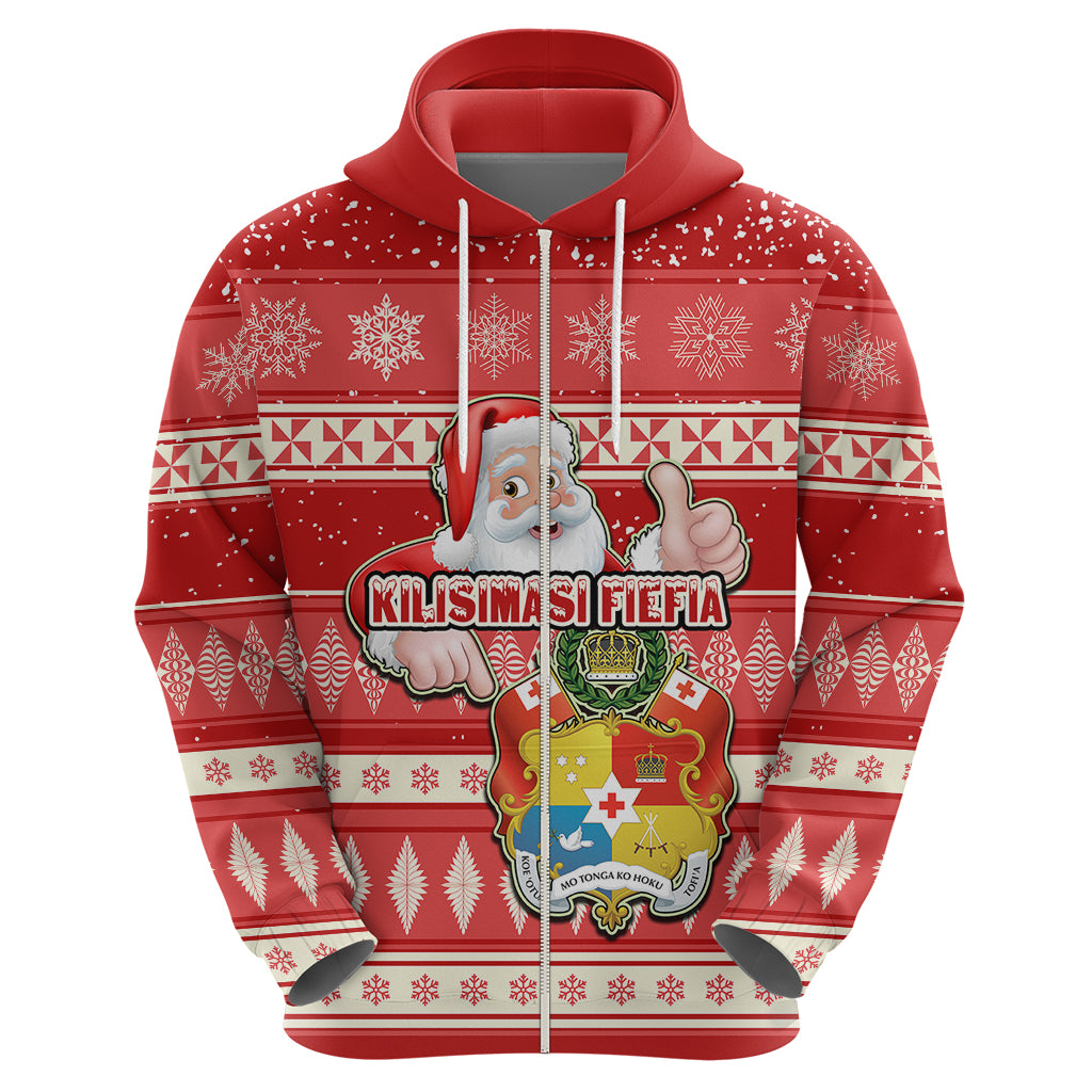 Custom Tonga Christmas Hoodie The Santa Coat of Arms with Ngatu and Snow Pattern LT03 - Polynesian Pride