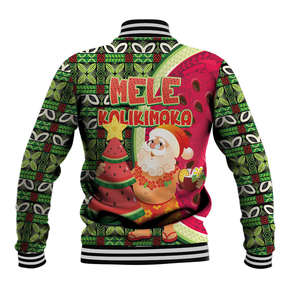 Hawaii Watermelon Mele Kalikimaka Baseball Jacket Tribal Pacific Pattern with Tropical Funny Santa Claus LT03 - Polynesian Pride