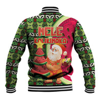 Hawaii Watermelon Mele Kalikimaka Baseball Jacket Tribal Pacific Pattern with Tropical Funny Santa Claus LT03 - Polynesian Pride