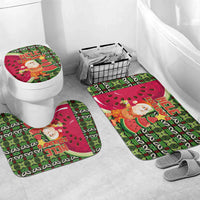 Hawaii Watermelon Mele Kalikimaka Bathroom Set Tribal Pacific Pattern with Tropical Funny Santa Claus LT03 Mat Set Only (3 pcs) One Size Multicolor - Polynesian Pride
