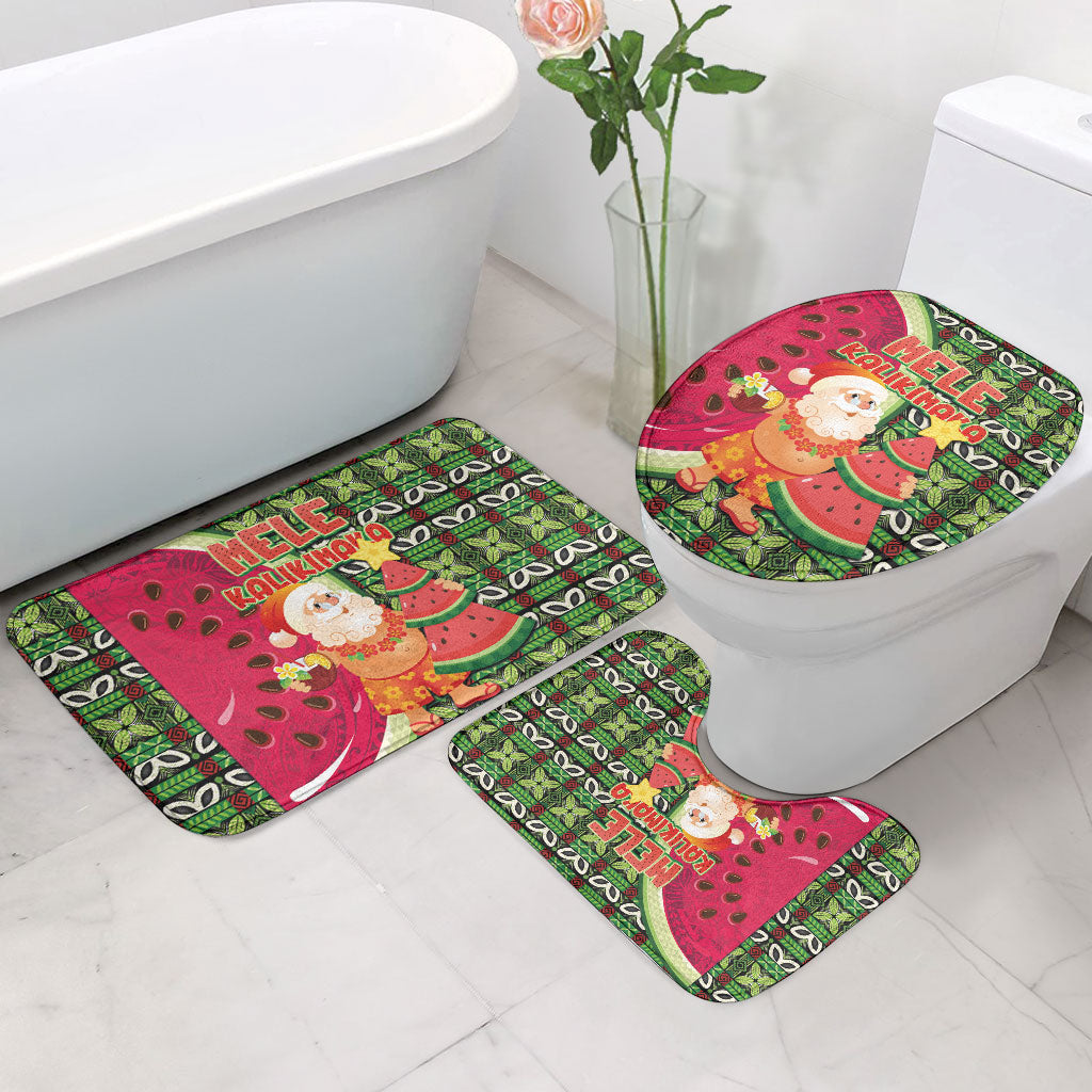 Hawaii Watermelon Mele Kalikimaka Bathroom Set Tribal Pacific Pattern with Tropical Funny Santa Claus LT03 - Polynesian Pride