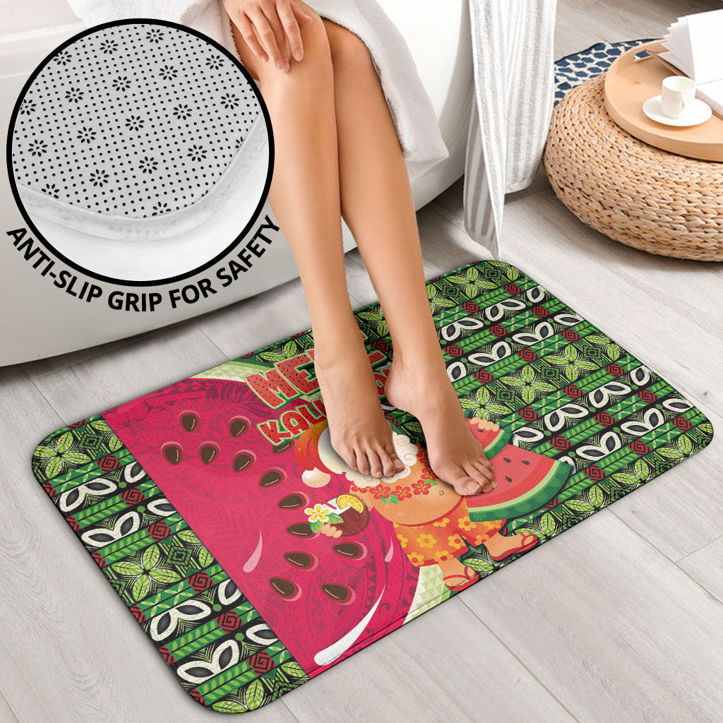 Hawaii Watermelon Mele Kalikimaka Bathroom Set Tribal Pacific Pattern with Tropical Funny Santa Claus LT03 - Polynesian Pride