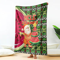 Hawaii Watermelon Mele Kalikimaka Blanket Tribal Pacific Pattern with Tropical Funny Santa Claus LT03 - Polynesian Pride