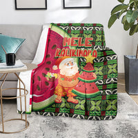 Hawaii Watermelon Mele Kalikimaka Blanket Tribal Pacific Pattern with Tropical Funny Santa Claus LT03 - Polynesian Pride