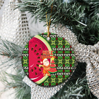 Hawaii Watermelon Mele Kalikimaka Ceramic Ornament Tribal Pacific Pattern with Tropical Funny Santa Claus LT03 - Polynesian Pride