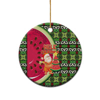 Hawaii Watermelon Mele Kalikimaka Ceramic Ornament Tribal Pacific Pattern with Tropical Funny Santa Claus LT03 - Polynesian Pride