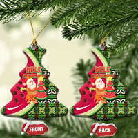 Hawaii Watermelon Mele Kalikimaka Ceramic Ornament Tribal Pacific Pattern with Tropical Funny Santa Claus LT03 Christmas Tree Multicolor - Polynesian Pride