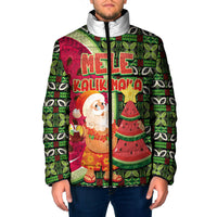 Hawaii Watermelon Mele Kalikimaka Padded Jacket Tribal Pacific Pattern with Tropical Funny Santa Claus LT03 Men Multicolor - Polynesian Pride