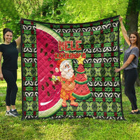 Hawaii Watermelon Mele Kalikimaka Quilt Tribal Pacific Pattern with Tropical Funny Santa Claus LT03 - Polynesian Pride