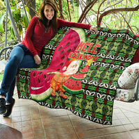 Hawaii Watermelon Mele Kalikimaka Quilt Tribal Pacific Pattern with Tropical Funny Santa Claus LT03 - Polynesian Pride