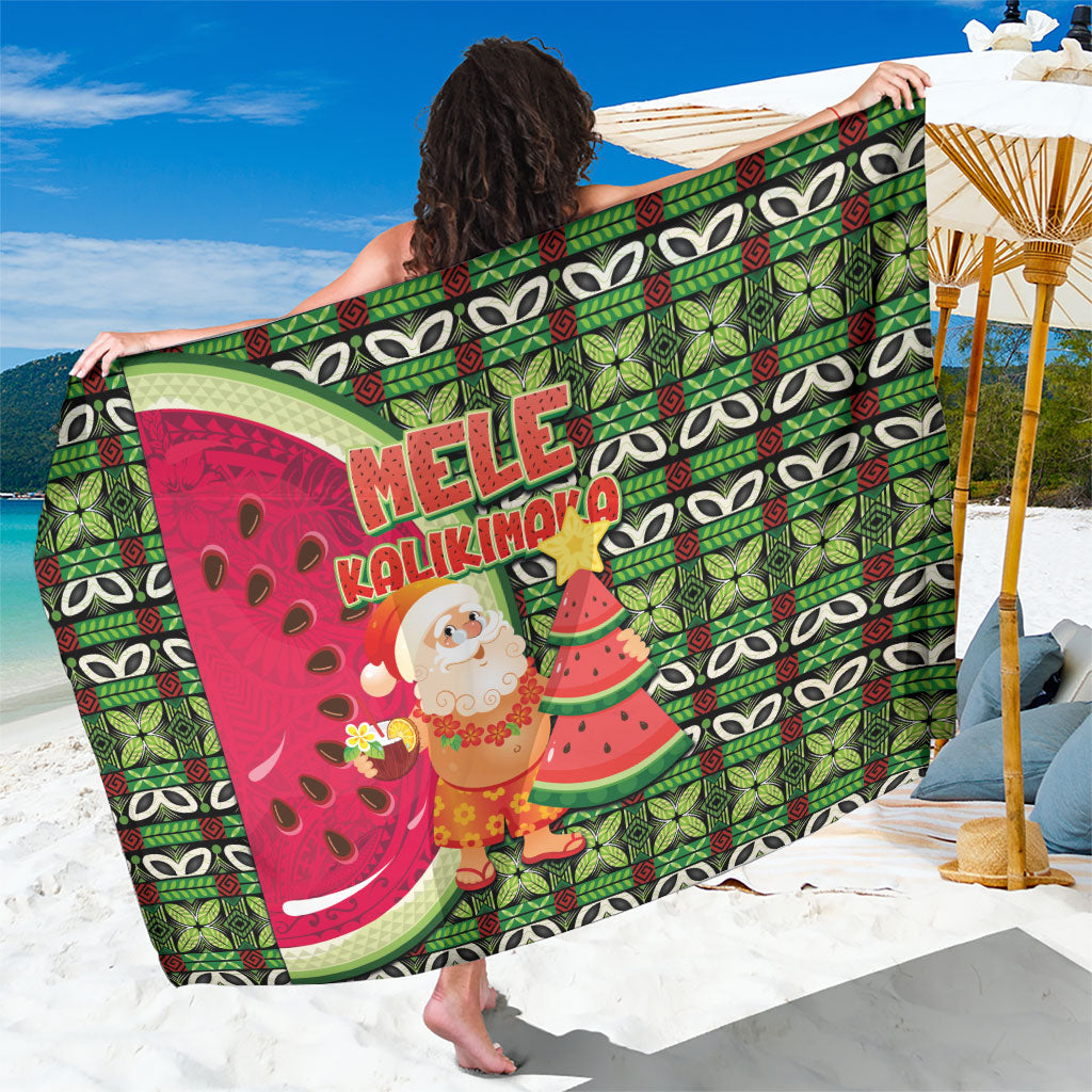 Hawaii Watermelon Mele Kalikimaka Sarong Tribal Pacific Pattern with Tropical Funny Santa Claus LT03 One Size 44 x 66 inches Multicolor - Polynesian Pride
