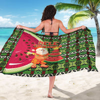 Hawaii Watermelon Mele Kalikimaka Sarong Tribal Pacific Pattern with Tropical Funny Santa Claus LT03 - Polynesian Pride