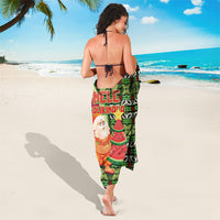 Hawaii Watermelon Mele Kalikimaka Sarong Tribal Pacific Pattern with Tropical Funny Santa Claus LT03 - Polynesian Pride