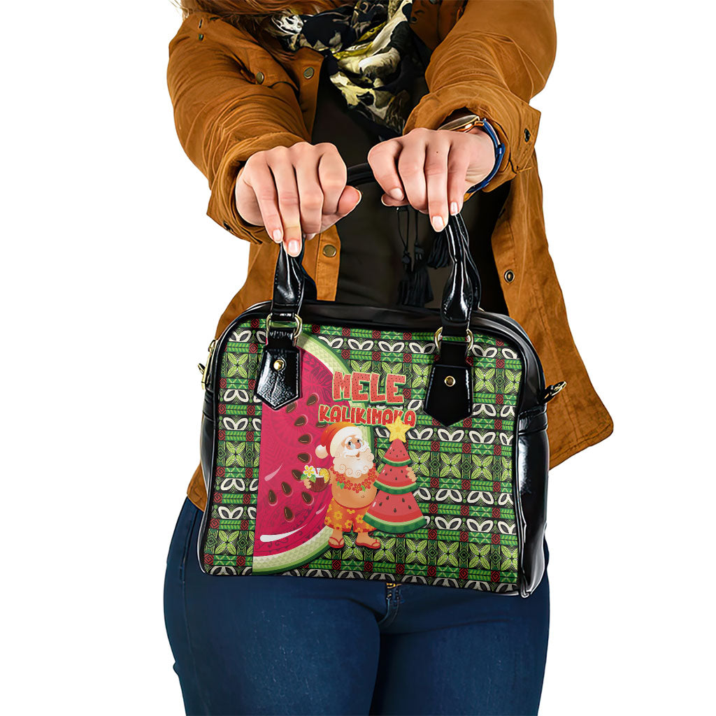 Hawaii Watermelon Mele Kalikimaka Shoulder Handbag Tribal Pacific Pattern with Tropical Funny Santa Claus LT03 One Size Multicolor - Polynesian Pride