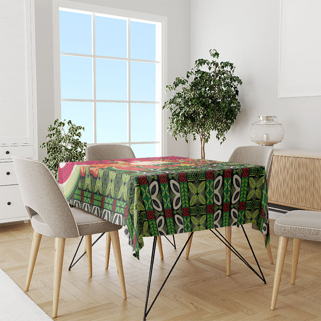 Hawaii Watermelon Mele Kalikimaka Tablecloth Tribal Pacific Pattern with Tropical Funny Santa Claus LT03 - Polynesian Pride