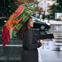 Hawaii Watermelon Mele Kalikimaka Umbrella Tribal Pacific Pattern with Tropical Funny Santa Claus LT03 - Polynesian Pride