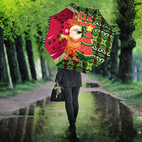 Hawaii Watermelon Mele Kalikimaka Umbrella Tribal Pacific Pattern with Tropical Funny Santa Claus LT03 - Polynesian Pride