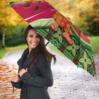 Hawaii Watermelon Mele Kalikimaka Umbrella Tribal Pacific Pattern with Tropical Funny Santa Claus LT03 - Polynesian Pride