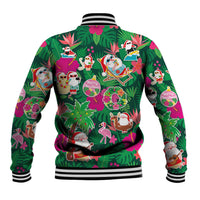 Hawaii Mele Kalikimaka Baseball Jacket Tropical Plants with Santa Claus LT03 - Polynesian Pride